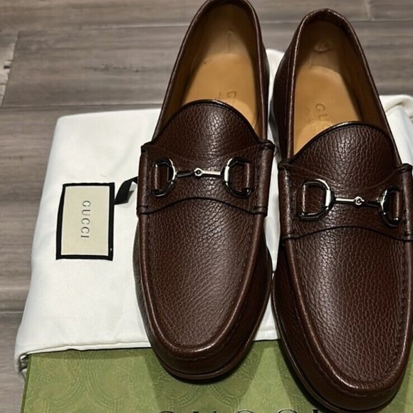 New Men\'s Auth Brown Leather Loafers Shoes Size 8